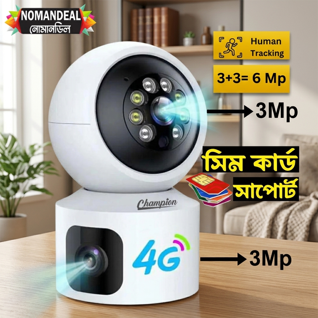 4G Sim System 3+3=6mp Champion C10 Double lens Camera